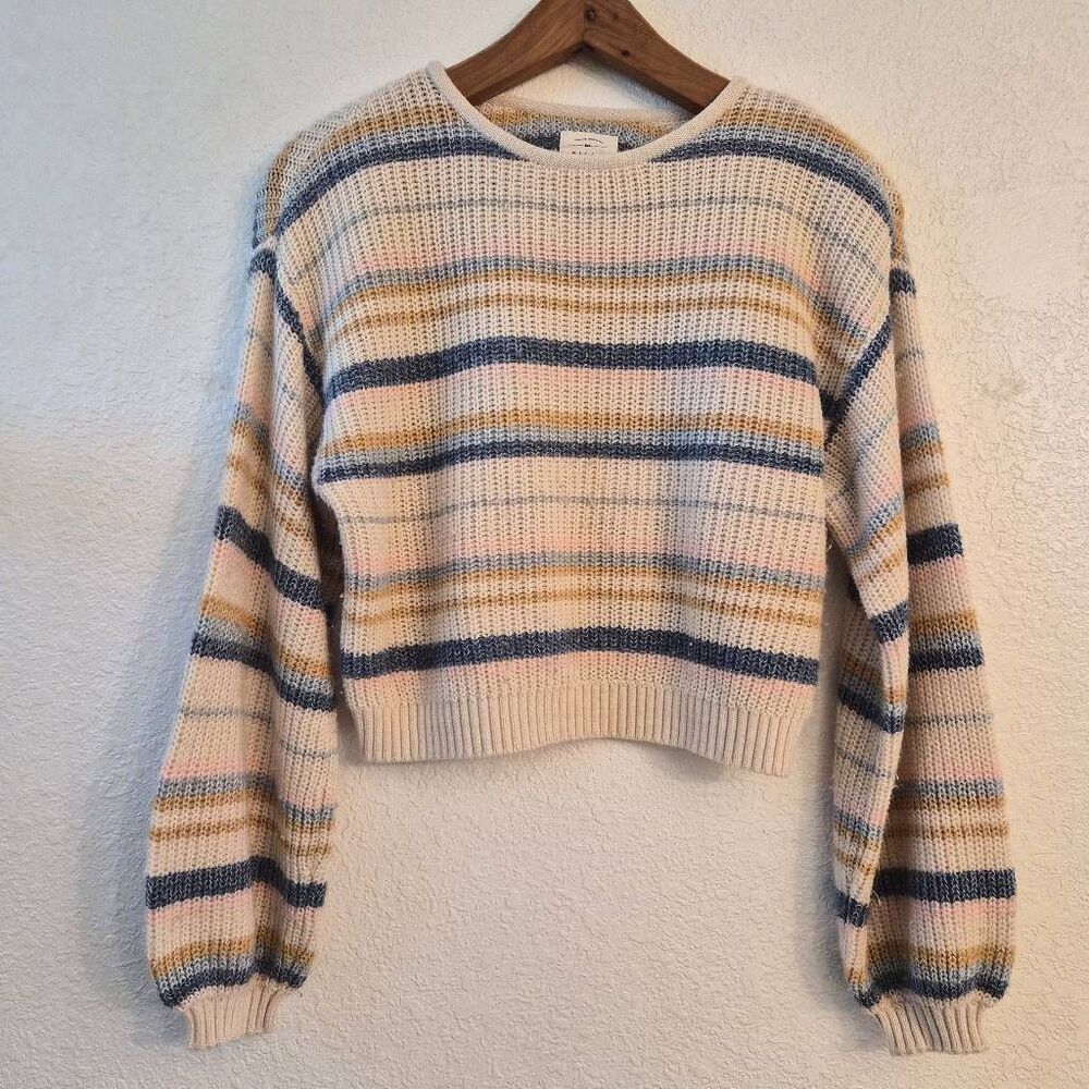 Billabong Cropped Striped Knit Sweater: Coastal Casual California Beach Coverup